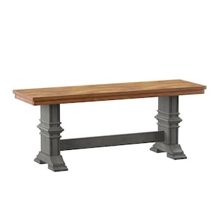 Eleanor Two-Tone Trestle Leg Wood Dining Bench by iNSPIRE Q Classic