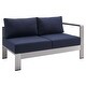 preview thumbnail 15 of 21, Shore Sunbrella Outdoor Patio Aluminum 9 Piece Sectional Sofa Set