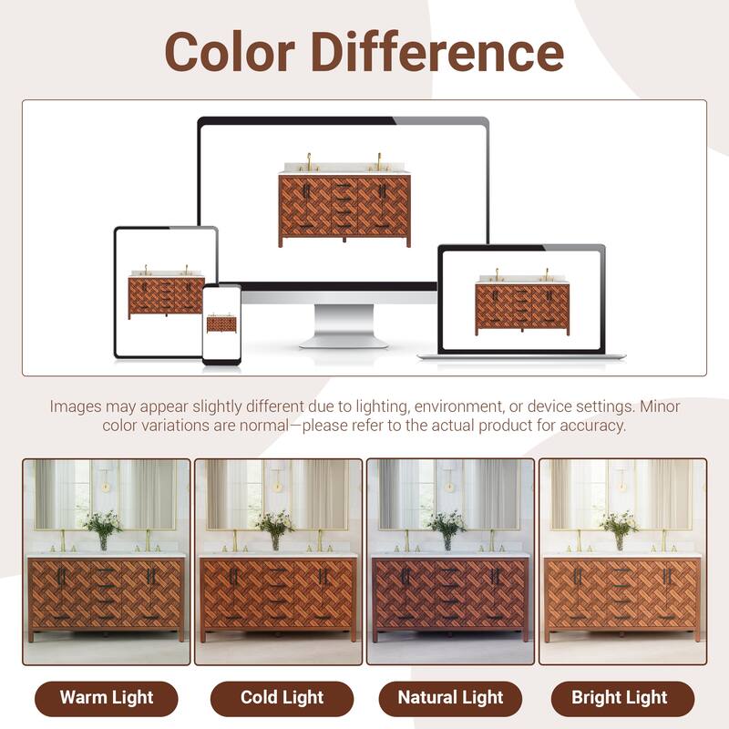 60" Freestanding Bathroom Vanity with Engineered Stone Top, Ceramic Double-Sink, Built-In Power Outlet, and Hair Dryer Storage