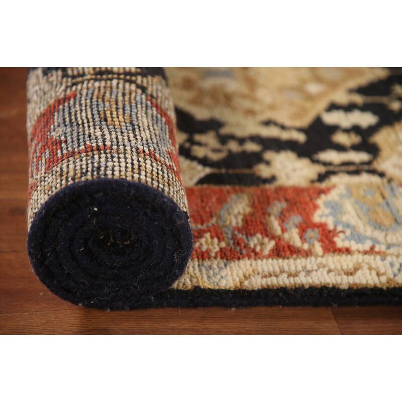 Black Oushak Accent Oriental Area Rug Hand-knotted Wool Carpet - 2'9"x 6'1"