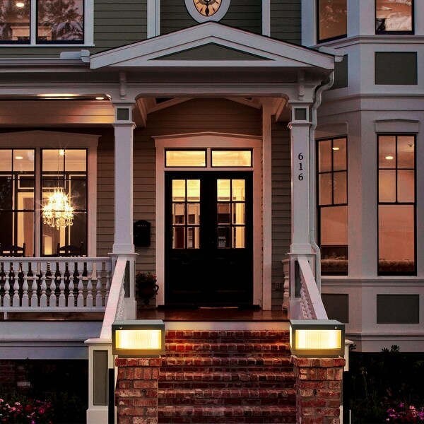 Solar Wall Lamp With Dimmable LED Outdoor Yards Pillar Lights Eco Friendly Gate Post Lights Sleek Waterproof Gardens Lights Bed Bath Beyond 41311639