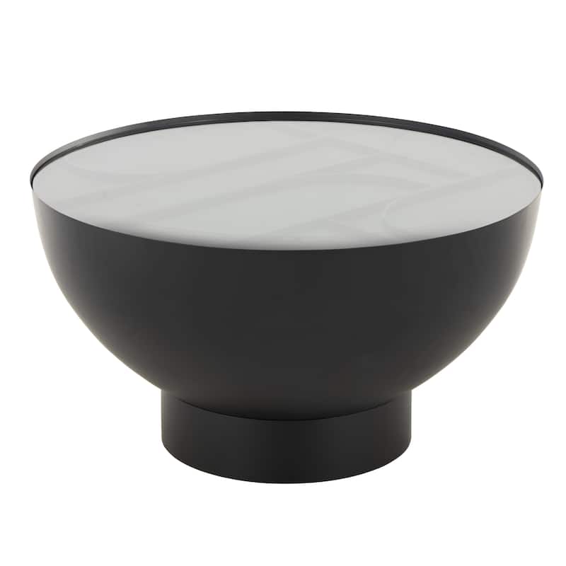Metal Geometric Accent Table with Glass Tabletop and Elevated Base - Black - Roche River Decor - Black - 32"W, 18"H