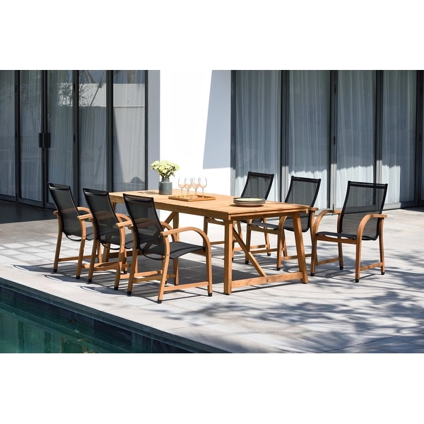 LifestyleGarden 7pc Teak Aluminum Outdoor Patio Dining Set 7