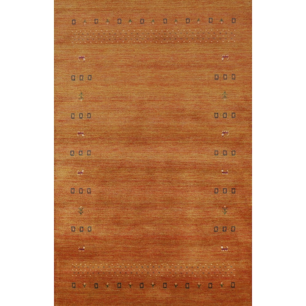 Hand Knotted Oriental 100% Wool Carpet Tribal Tribal Oranges & Rust Gabbeh Area Rug - 7' 8'' X 4' 11''