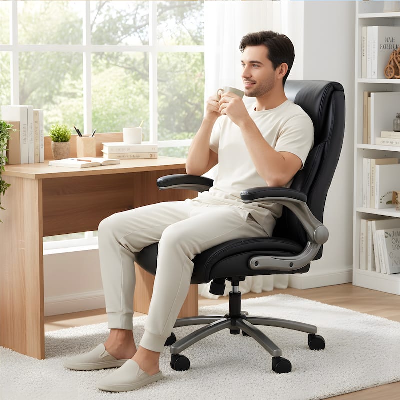 Ergonomic High-Back Office Chair in Premium Leather