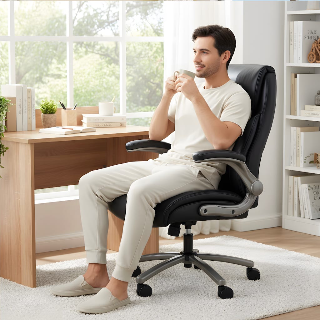 Ergonomic High-Back Office Chair in Premium Leather
