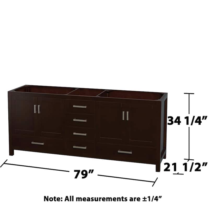 Wyndham Collection Sheffield 80" Hardwood Vanity Cabinet and Two 24"