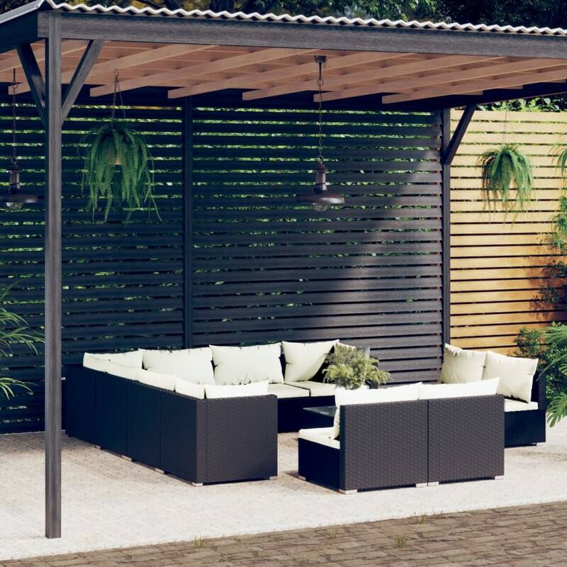 vidaXL Patio Lounge Set Outdoor Sectional Sofa Set Table Garden Poly Rattan