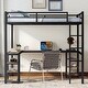preview thumbnail 16 of 15, Metal Loft Bed with Bulit-in L-Shaped Desk and Storage Shelves, Twin XL/Full Size Heavy Duty Loft Bedframe w/ Ladder & Guardrail