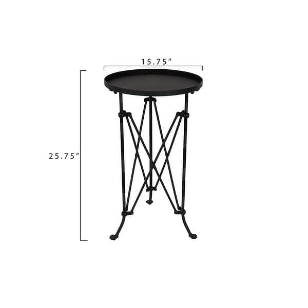 dimension image slide 1 of 3, Round Metal Side Table with Claw Feet