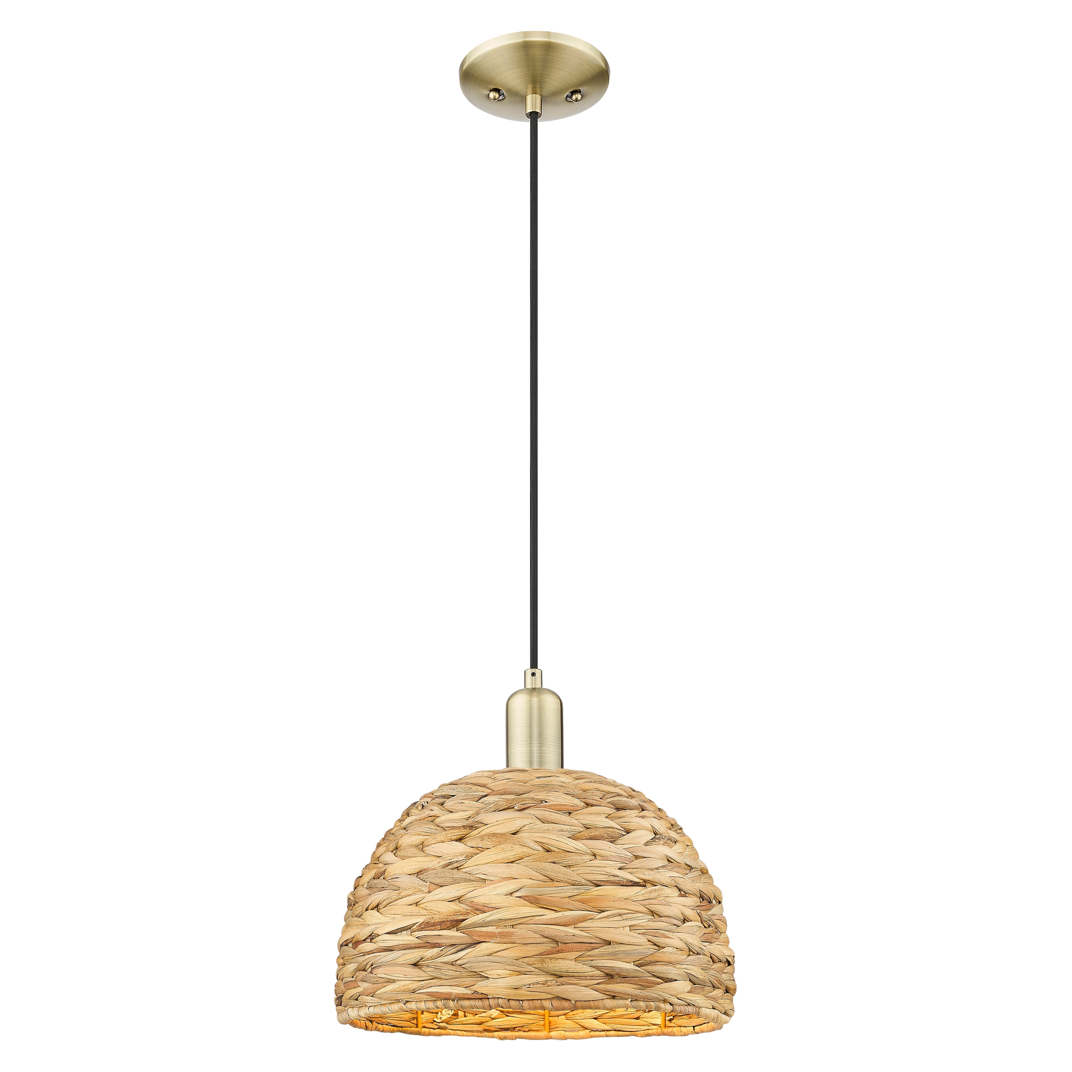 Innovations Lighting Endless Possibilities Arcadia - Woven Rattan - 1 Light 12" Cord Hung Mini Pendant