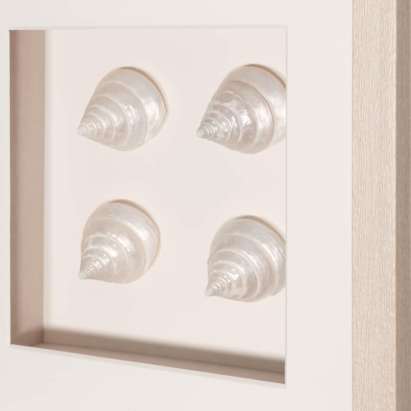 HUJI Handmade Pearlescent Sea Shell Shadow Box Wall Dwcor Set of 2 for Bedroom Bathroom