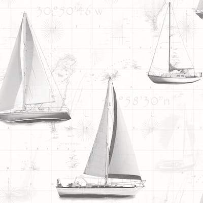 Galerie Wallcoverings Global Fusion Nautical Sailboats Non-woven Matte Wallpaper Roll