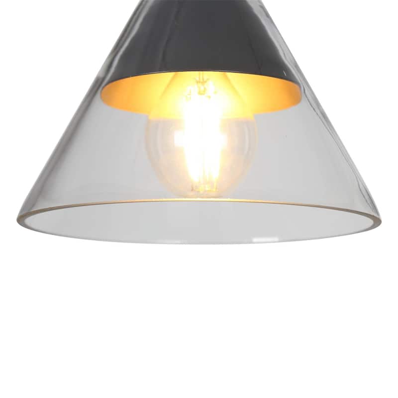 Petia Modern Farmhouse Black 3-light Cluster Glass Kitchen Entryway Pendant Lights - D 14.5'' x H 66''
