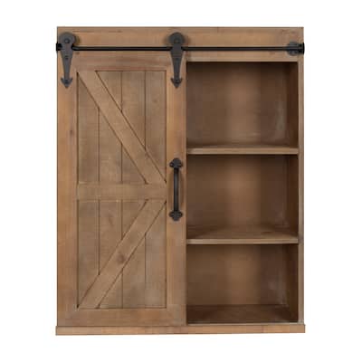 Kate and Laurel Cates Decorative Wood Cabinet with Sliding Barn Door - 22x28