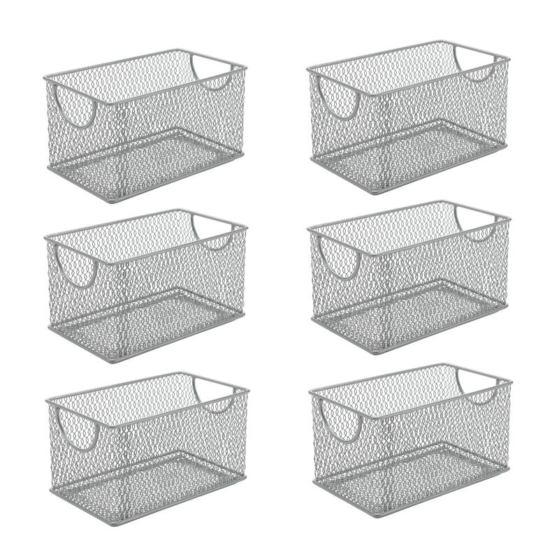 Household Wire Mesh Open Bin Shelf Storage Basket Organizer