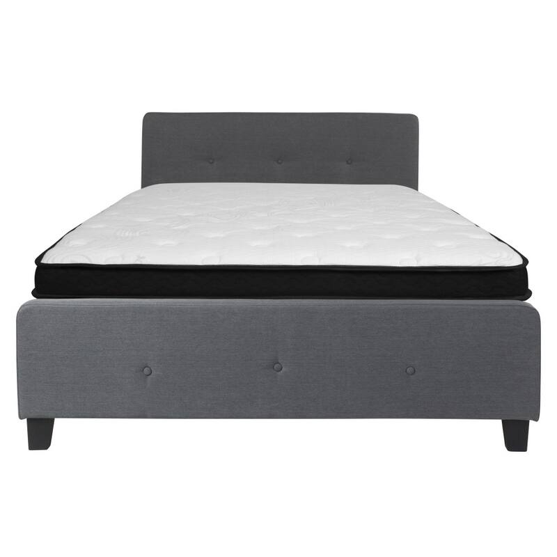 Button Tufted Platform Bed with Memory Foam Pocket Spring Mattress