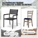 preview thumbnail 16 of 27, 7-piece Patio Dining Set Outdoor Rectangular Table with Umbrella Hole, Stackable Chairs