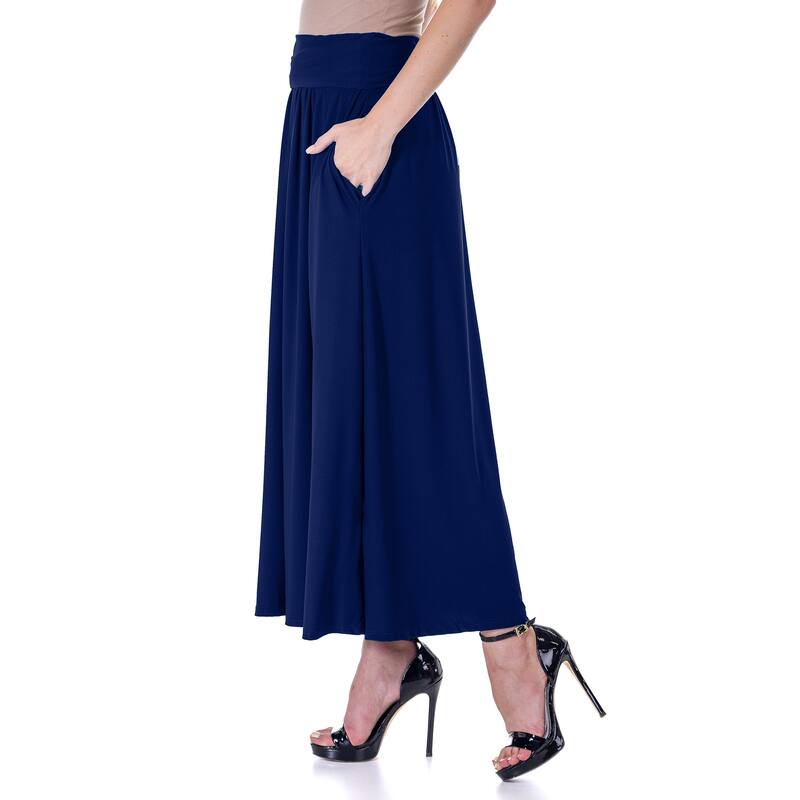 24seven Comfort Apparel Womens Foldover Maxi Skirt With Pockets - Navy - S