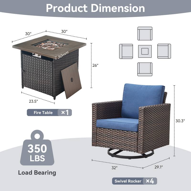 Gymojoy Outdoor Fire Pit Conversation Set, Patio Furniture with Cushions