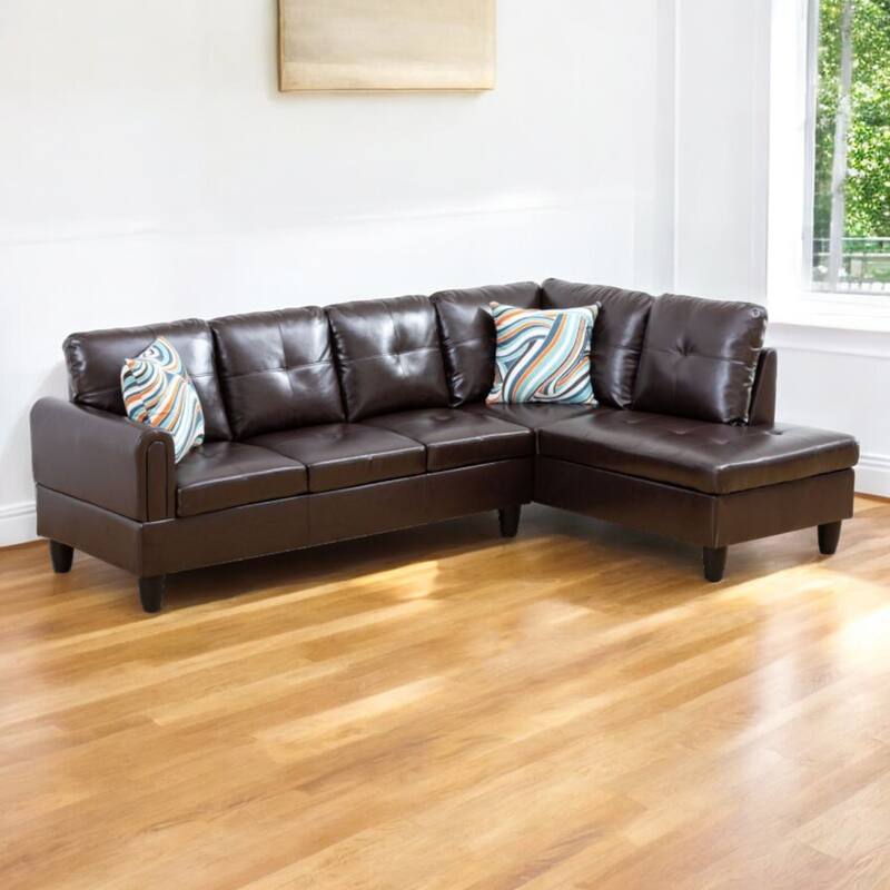 KISRAIS 97" Wide 2-Piece Vegan Leather Sectional Sofa Set without Ottoman for Small Space