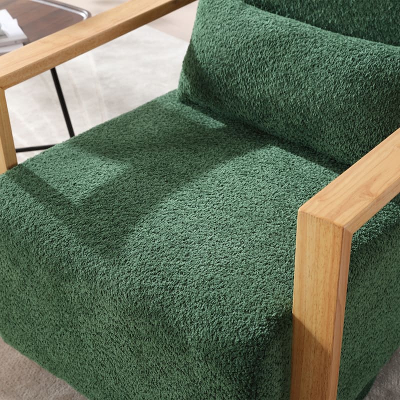 Mid-Century Boucle Upholstered Swivel Armchair With Pillow