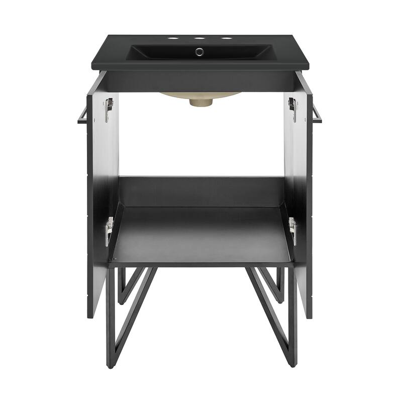 Annecy 24 In. Phantom Black Bathroom Vanity With Black, 3-Hole Ceramic Sink Top