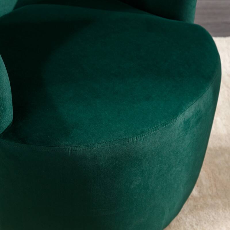 Velvet Fabric Swivel Accent Barrel Chair With Powder Coating Metal Ring
