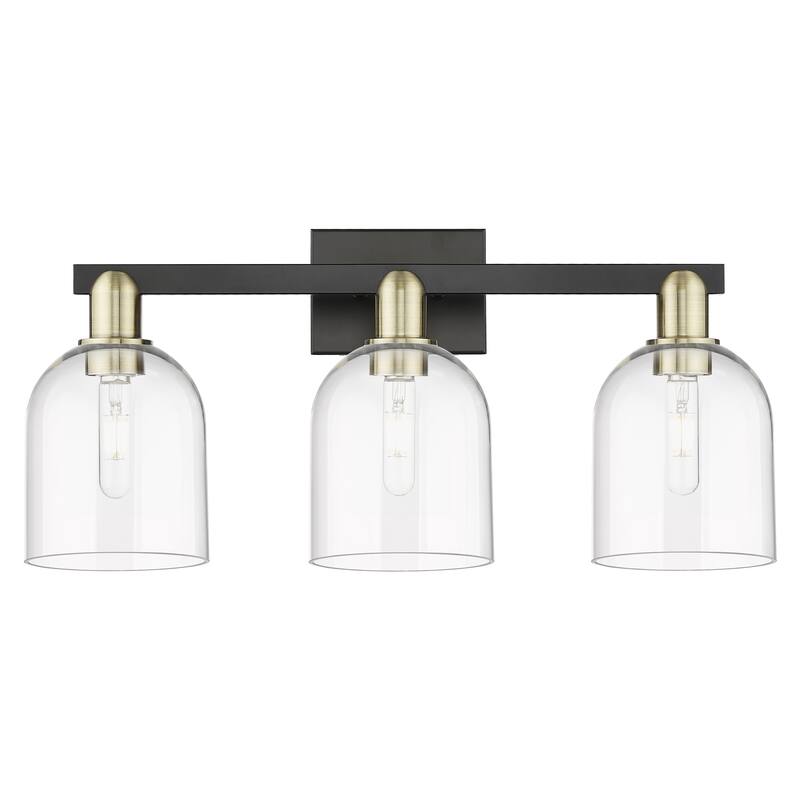 Innovations Lighting Endless Possibilities Arcadia - Bella - 3 Light 25" Bath Vanity Light - Clear/Black Antique Brass