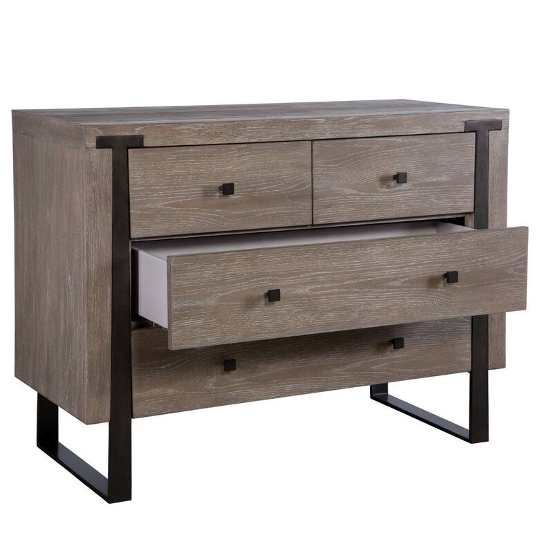 4 Drawer Wooden Accent Chest - 42" - Beige and Bronze