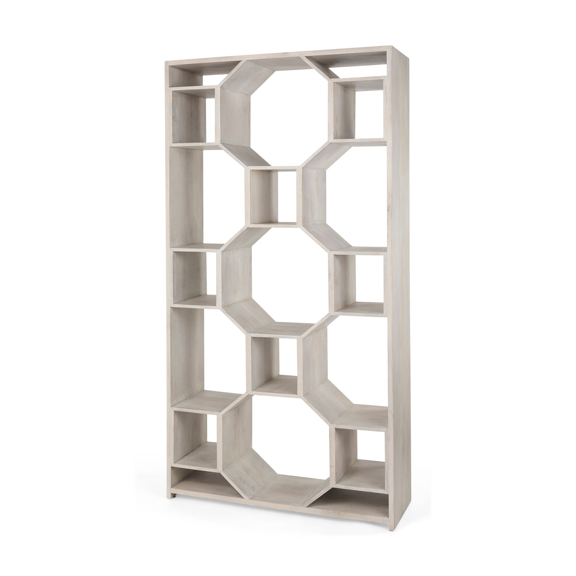 Traro Beige Solid Wood Compartment Shelving Unit Bed Bath