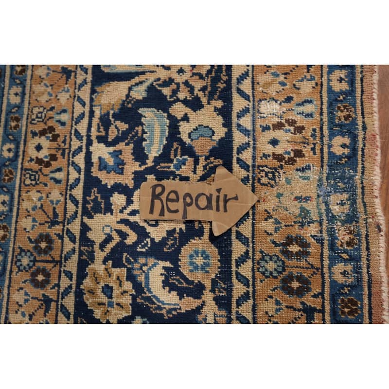 Traditional Mashad Vintage Persian Area Rug Hand-Knotted Wool Carpet - 9'6" x 12'6"
