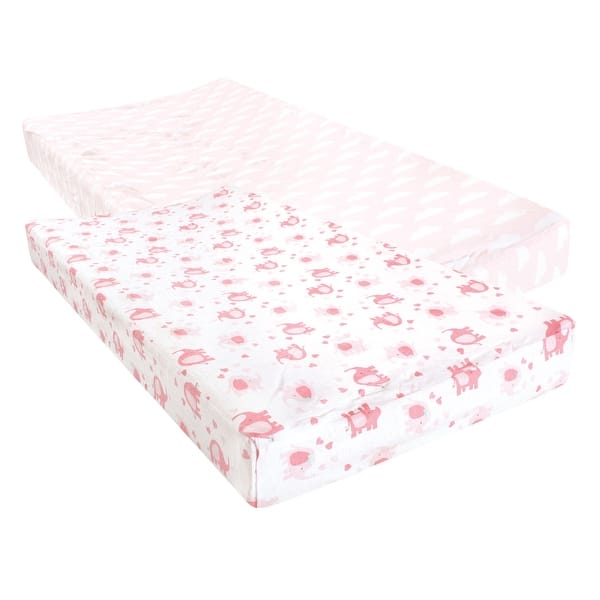 slide 1 of 1, Luvable Friends Infant Girl Fitted Changing Pad Cover, Girl Basic Elephant, One Size - Girl Basic Elephant Cotton - Girl Basic Elephant