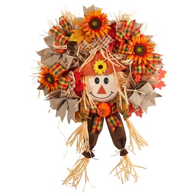 30" Scarecrow Fall Artificial Autumn Wreath - 30