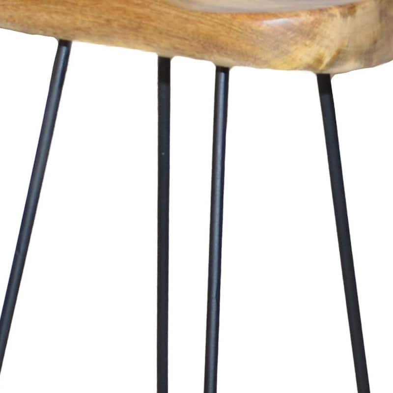 HomeRoots Set of Two 25" Natural And Black Steel Backless Counter Height Bar Chairs