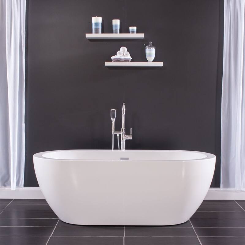 Miseno MNO6732SFSO 67" Free Standing Acrylic Soaking Tub with Center