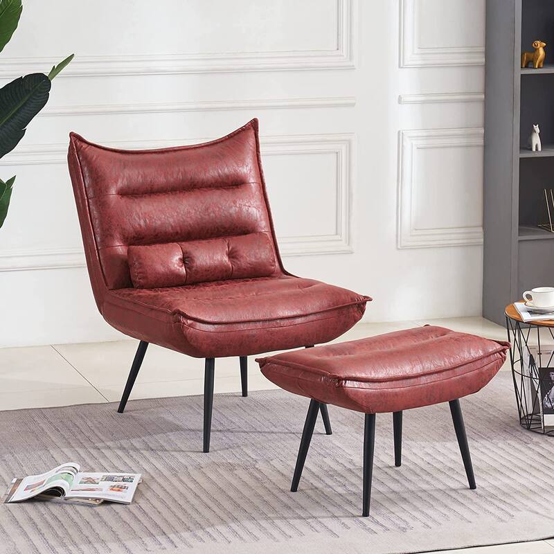 MCombo Modern Chair with Ottoman, Bronzing Fabric Upholstered Leisure Chairs