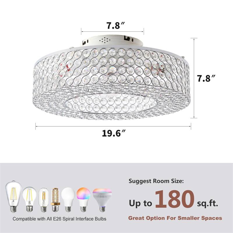 19.6" Crystal Ceiling Fans with Remote