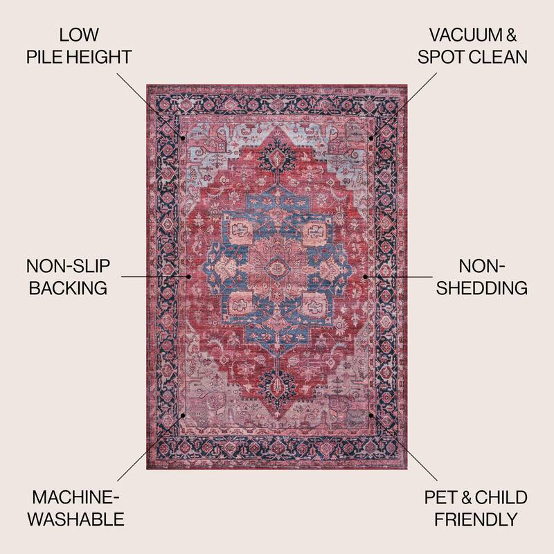 JONATHAN Y Marrakesh Ornate Medallion Machine Washable Area Rug