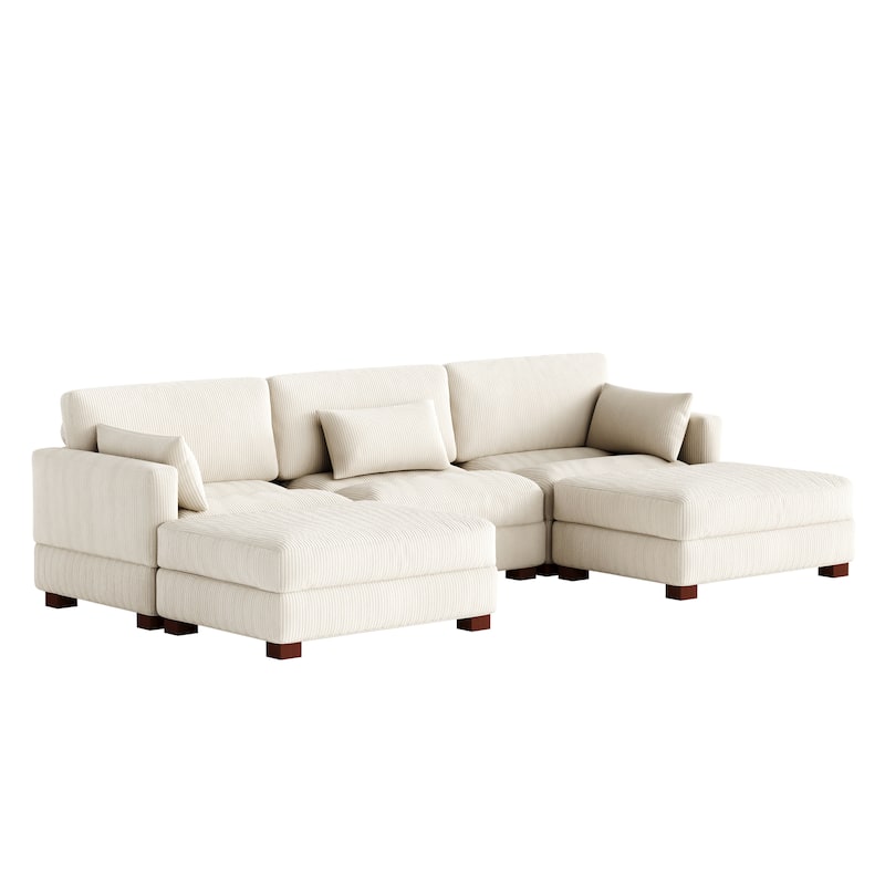 Modern U-shaped Modular Corduroy Sectional Sofa