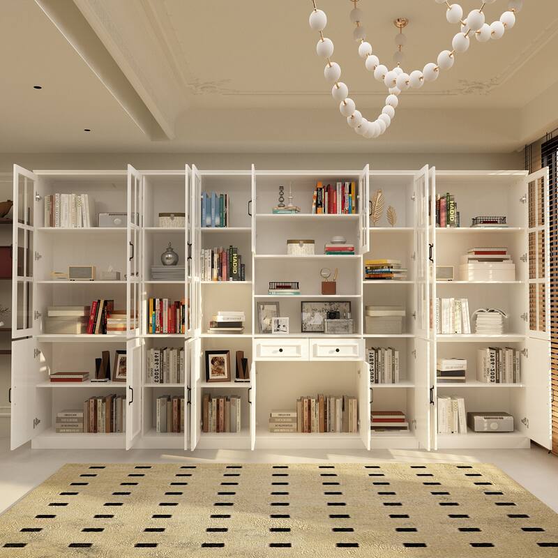 Tall Storage Cabinet Glass Doors Display Cabinet Bookcase Home Office