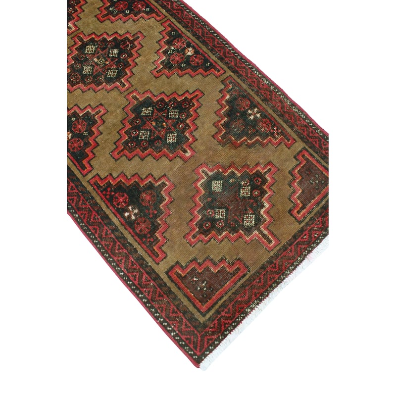 Fine Vintage Distressed Eyup Lt. Brown /Red Runner - 2'6" x 9'5"