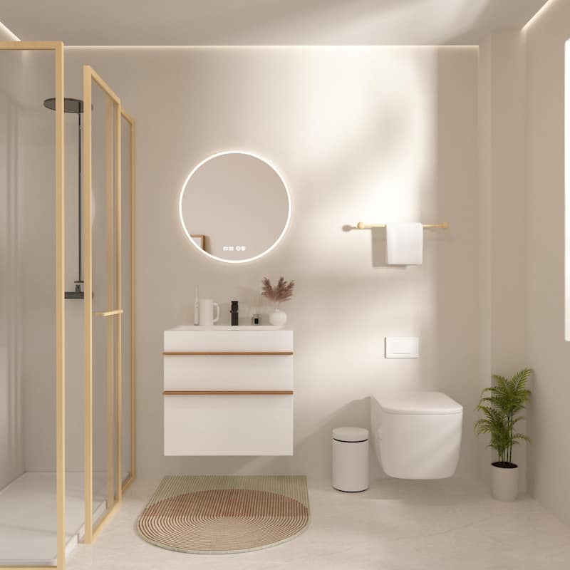 Wall Mounted Bathroom Vanity with Integrated Acrylic Sink