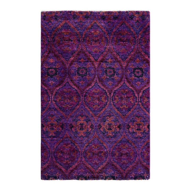 Overdyed, One-of-a-Kind Hand-Knotted Area Rug - Purple - 3' 10" x 5' 10"