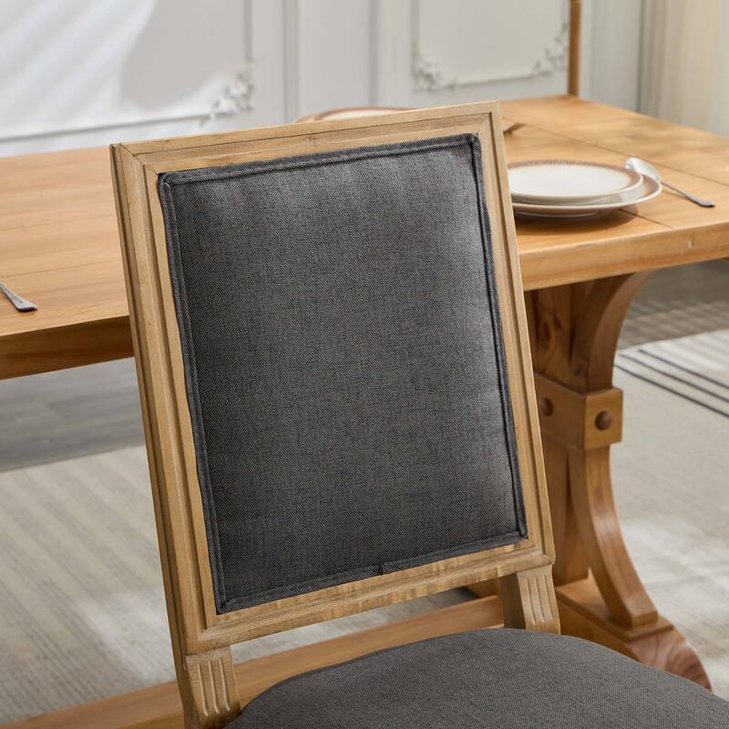 Dining Chairs Set of 2, Square Backrest Solid Wood Frame Dining Chair