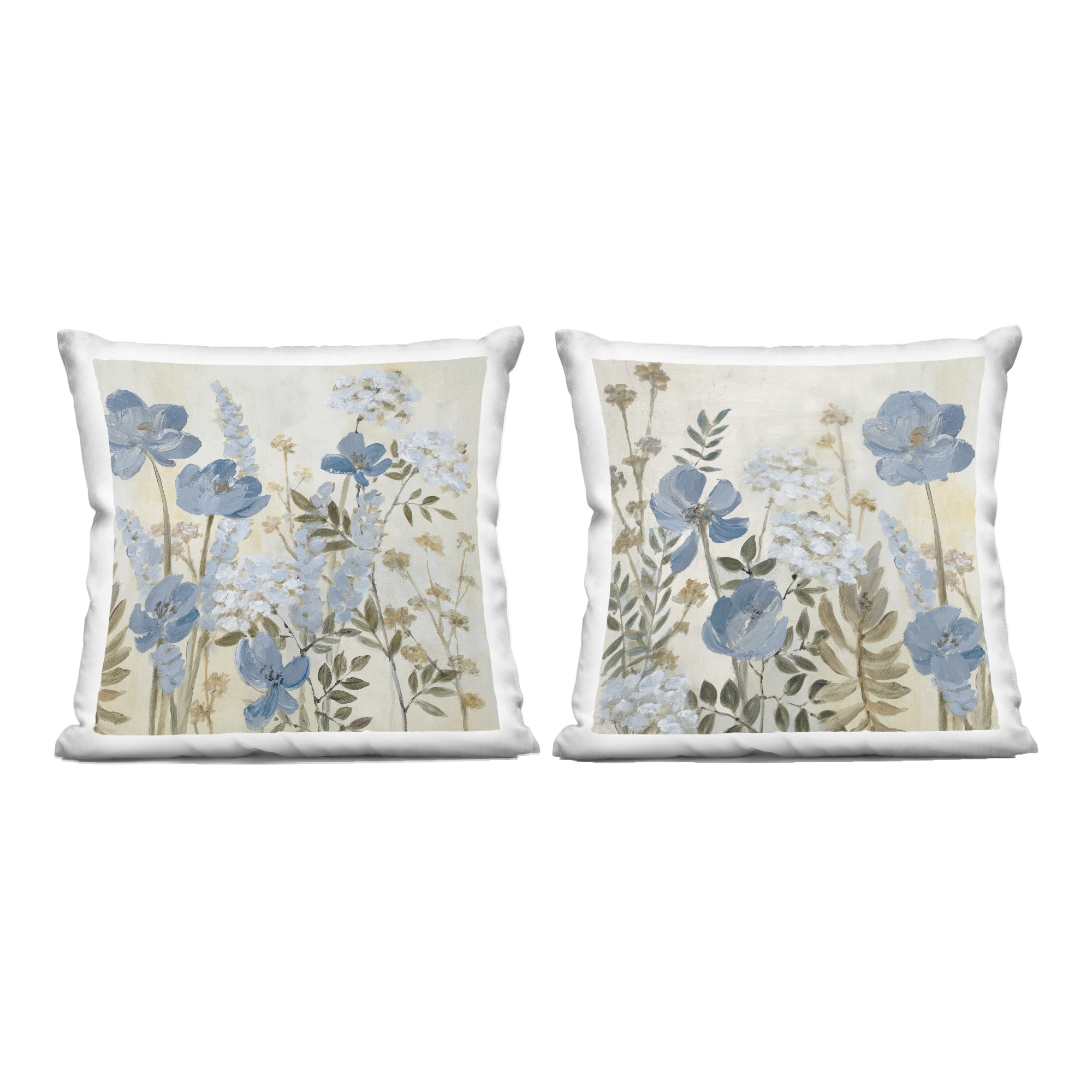 Stupell Floral Blue Wildflower Meadow Decorative Printed Throw Pillow Design by Lanie Loreth (Set of 2)