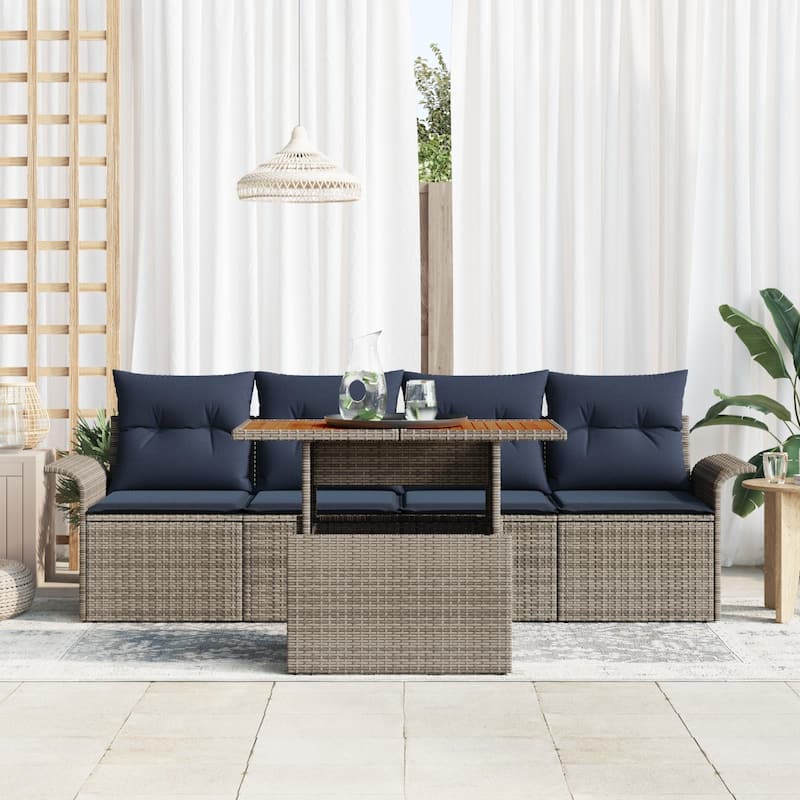 vidaXL 5 Piece Garden Sofa Set with Cushions - 98.8×24.4×27.2