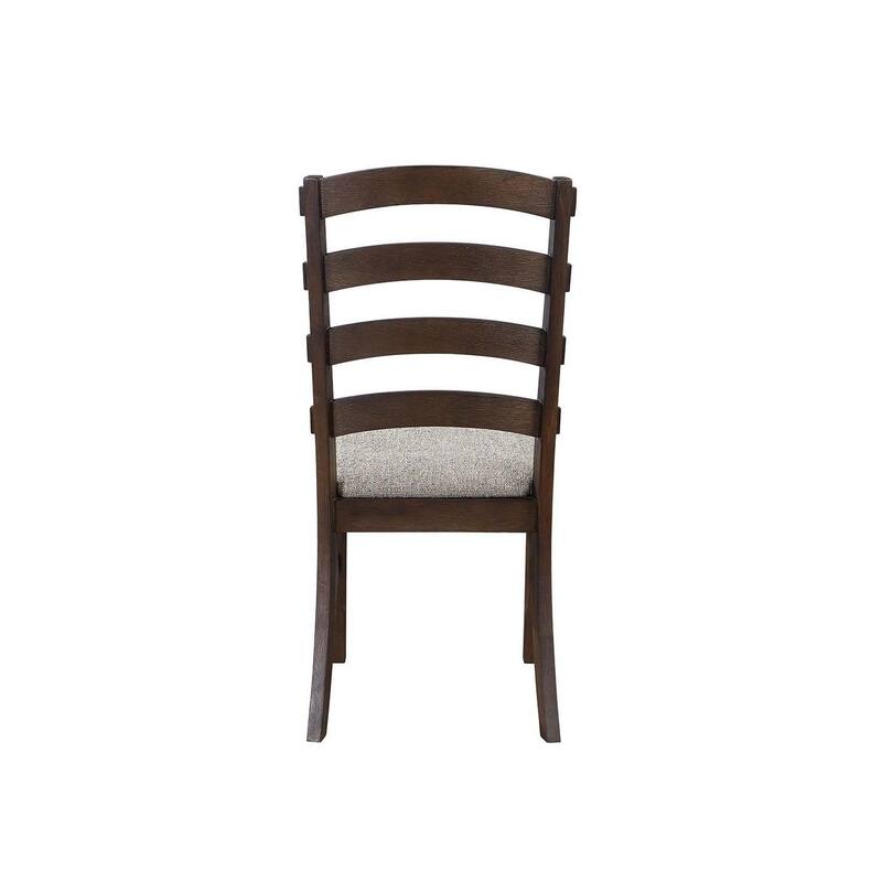 19 Inch Solid Wood Dining Chair, Curved Ladderback, Set of 2, Brown