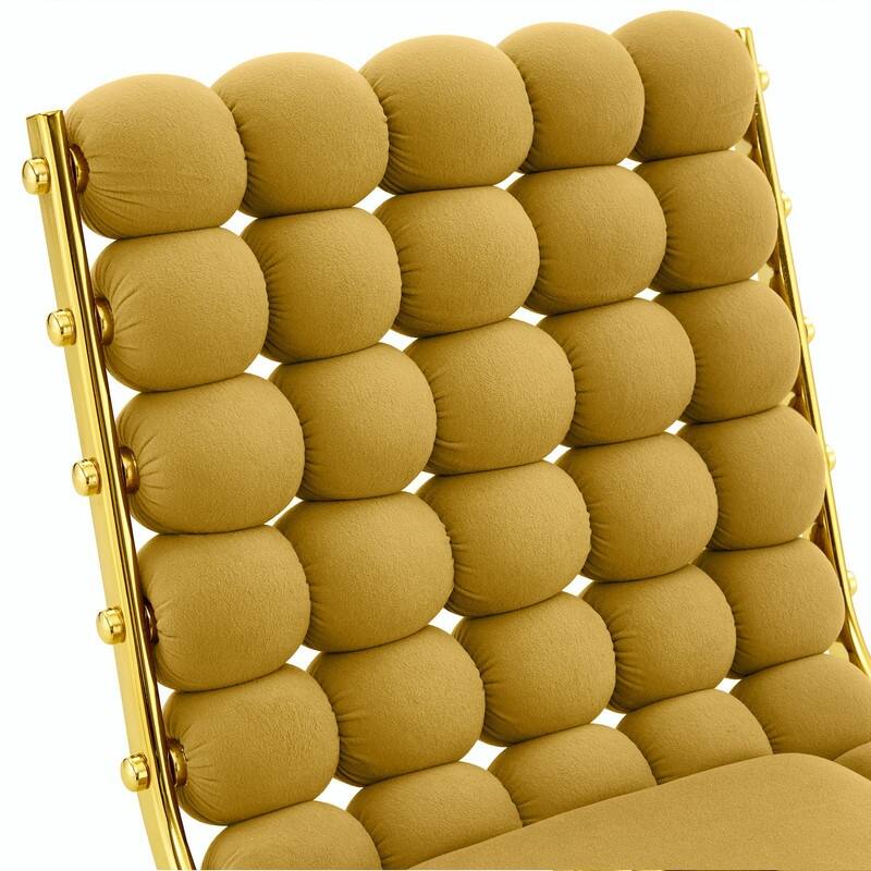 Set of 2 Puffy Bubble Velvet Dining Chairs with Ball Chain Detail