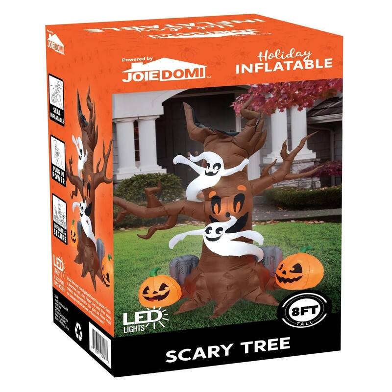 Joyfy 8 FT Inflatable Scary Tree With Ghost and Pumpkins